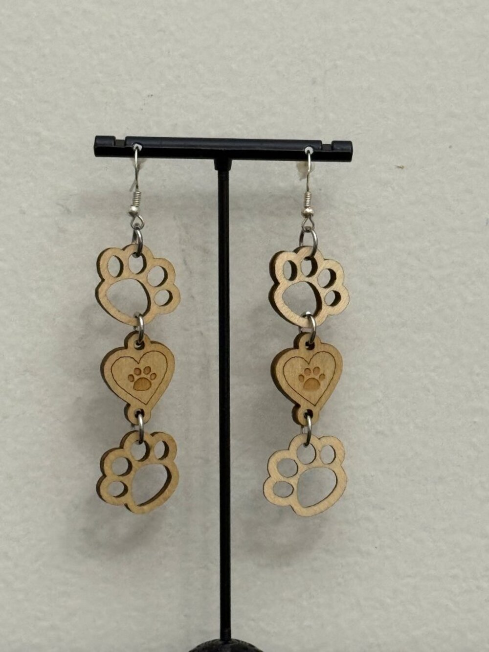 HANDMADE Dog Paw Dangle Earring - 925 Sterling Silver Lightweight
